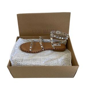 Brand New!! Steve Madden Clear Studded Travel Strapped Sandals TRAV02S1